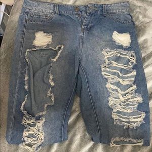 Distressed high waist skinny jeans